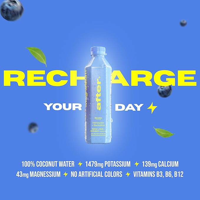 AFTER Electrolyte Drink Blueberry Flavor Electrolytes Hydration Drink 12 Pack 16.9 fl oz Bottles