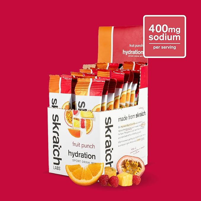 Skratch Labs Hydration Sports Drink Mix Packets – Real‑Fruit Electrolyte Powder for Fast Hydration &amp Endurance | Fruit Punch | 20 Pack | Vegan Non‑GMO Clean Ingredients