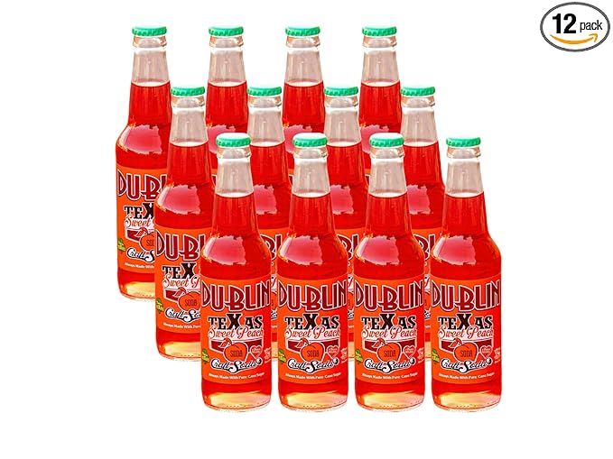 Dublin Bottling Works Craft Soda Pure Cane Sugar Made in Texas – Assorted 12-Pack – Premium Small-Batch Soda Gluten-Free Retro Artisanal Beverages (12 Pack TeXas Sweet Peach)