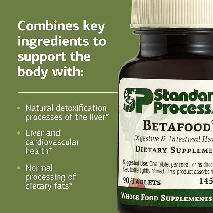 Standard Process Betafood - Supports Digestion &amp Intestinal Function with Beets - Aids a Healthy Heart &amp Liver Health - Gluten-Free Non-Dairy &amp Non-Soy - 90 Tablets (90 Servings)