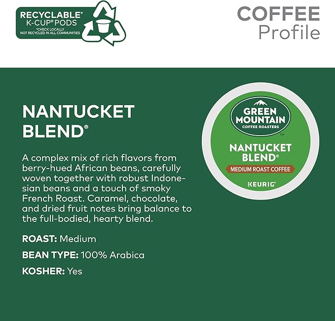 Keurig K-Mini Single Serve Coffee Maker with Green Mountain Coffee Roasters Nantucket Blend Medium Roast 32 ct K-Cup Coffee Pods