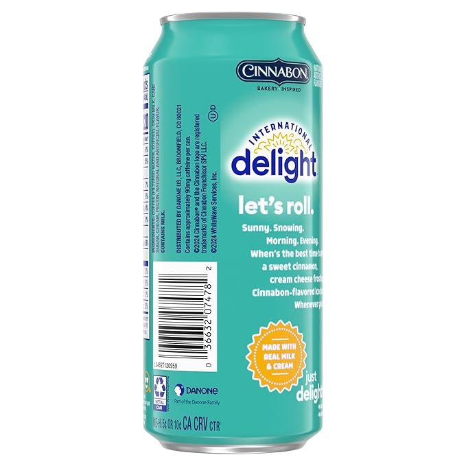 International Delight Iced Coffee Cinnabon® Grab and Go Coffee Drinks Made with Real Milk and Cream 15 FL OZ Can 12 Count