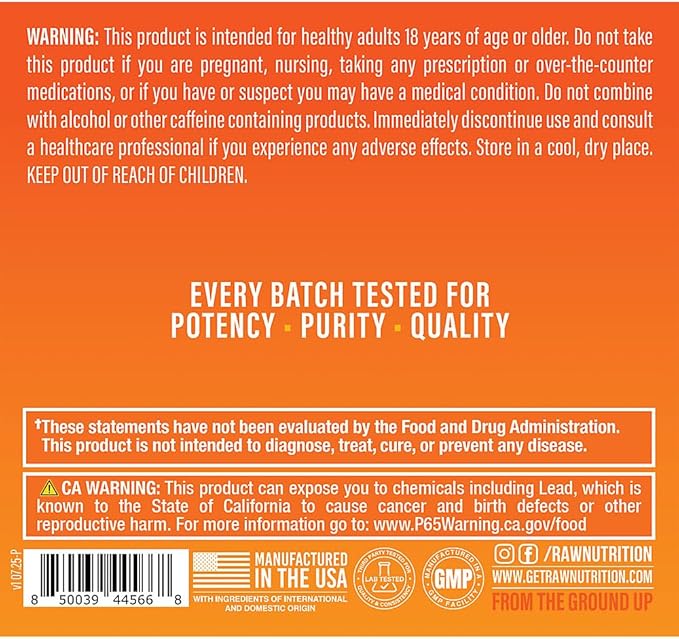 RAW Essential Pre-Workout Powder (Orange) - Chris Bumstead Sports Nutrition Supplement for Men &amp Women - Preworkout Energy Powder with Caffeine L-Citrulline L-Tyrosine &amp Beta Alanine Blend