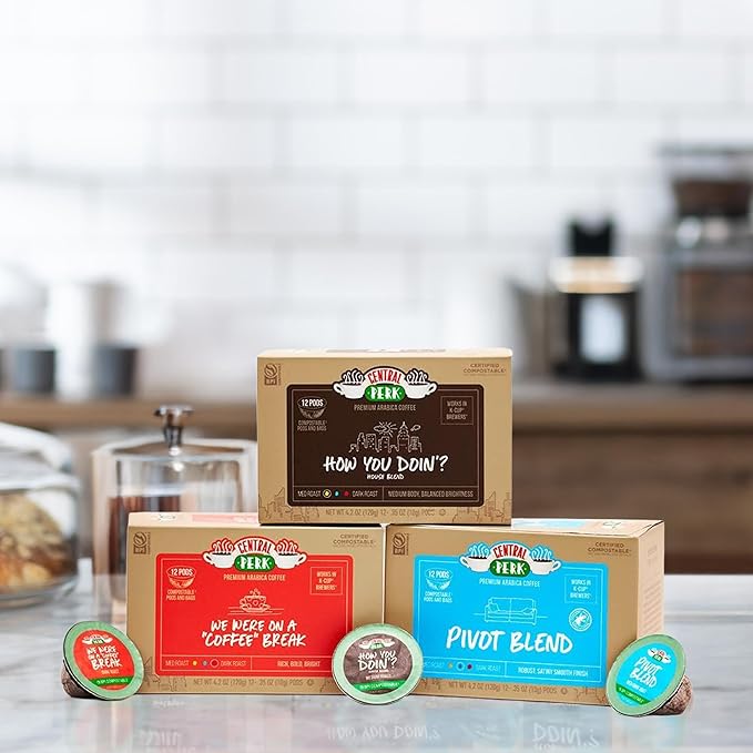 Central Perk Single Serve Coffee Pods Compatible with K-Cup Brewers Variety Pack - 100% Arabica Beans Medium Medium Dark &amp Dark Roast Blends How You Doin Pivot &amp We Were On a Coffee Br