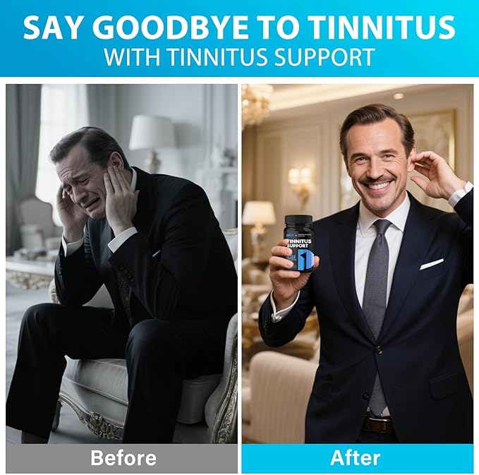 Tinnitus Relief for Ringing Ears 120 Capsules Tinnitus Support Supplement Promotes Ear Comfort &amp Hearing Wellness for Men and Women 60-Day Supply
