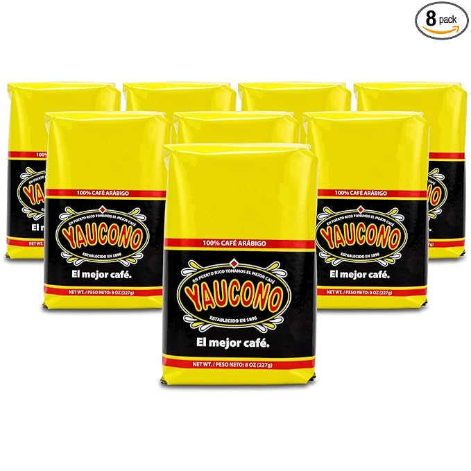 Yaucono Ground Coffee Bagged 8 Ounce (Pack of 8)