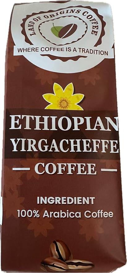 ETHIOPIAN YIRGACHEFFE Whole Beans coffee medium roast single origin100% Arabica natural process specialty Ethiopian coffee 16oz (1 pound)