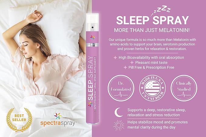 Spectraspray Sleep Support Spray Supplement 3 Pack - Supports Restfulness and Good Night's Sleep 90 Servings of Fast Acting Sleep Aid 30 Day Supply per Spray