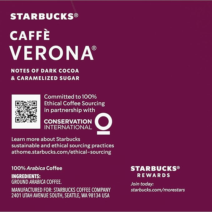 Starbucks Coffee K-Cup Pods Caffè Verona Dark Roast Coffee with Notes of Dark Cocoa &amp Caramelized Sugar Keurig Genuine K-Cup Pods 10 CT K-Cups/Box (Pack of 3 Boxes)