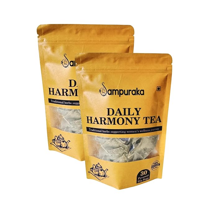 Sampuraka Daily Harmony Tea - Traditional 8-Herb Blend 30 Premium Pyramid Sachets with Ashwagandha &amp Spearmint (2)