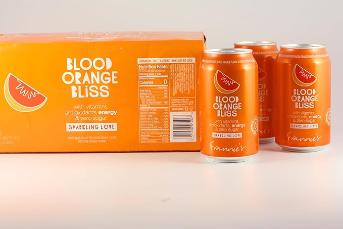 AmishTastes Frannie’s Blood Orange Bliss Sparkling Beverage Protected With High-Density Foam 12 Oz. (Pack of 8)