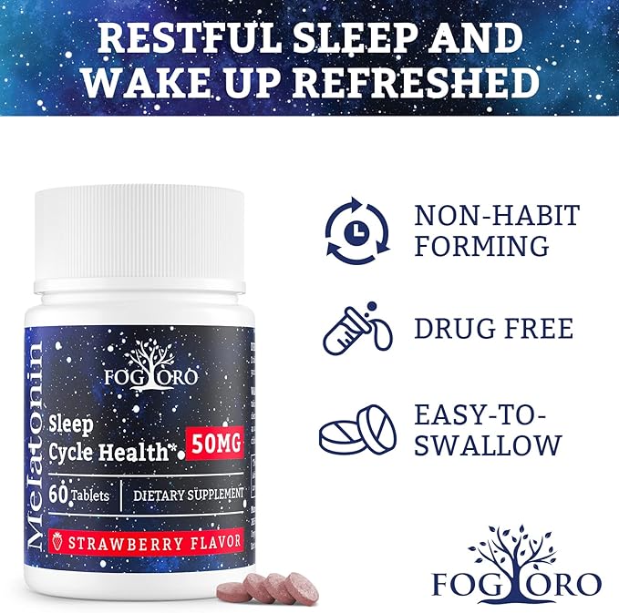 Fogoro Powerful Melatonin -Fall Asleep Faster Stay Asleep LongerEasy to Take
