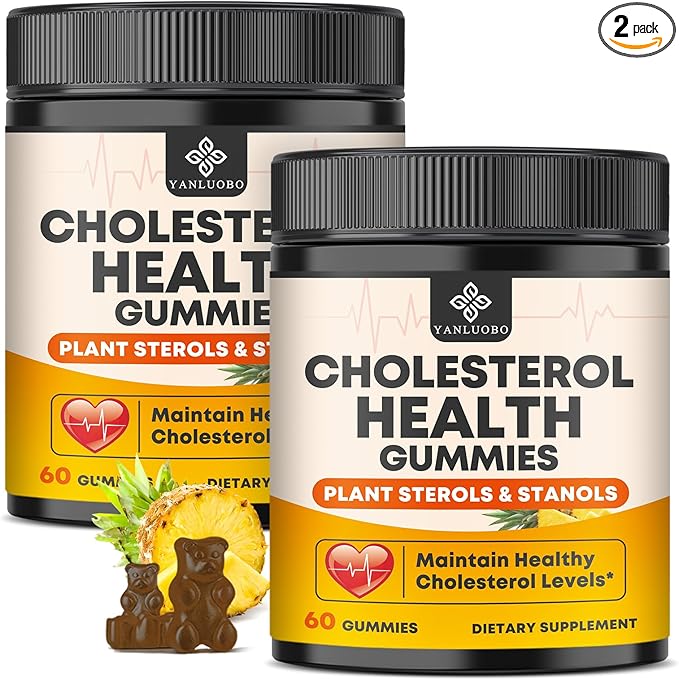 Cholesterol Supplements Gummies Support Healthy Cholesterol Levels with 1200mg Plant Sterols &amp Stanols Bergamot Orange Extract Red Yeast Rice for Women &amp Men Pineapple Flavor 60 Counts (2