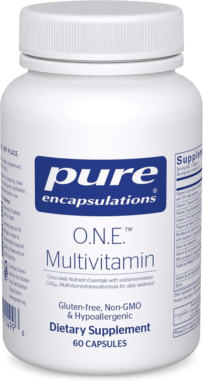 Pure Encapsulations O.N.E. Multivitamin - Once Daily Multivitamin with Antioxidant Complex Metafolin CoQ10 and Lutein to Support Vision Cognitive Function and Cellular Health* - 60 Capsules