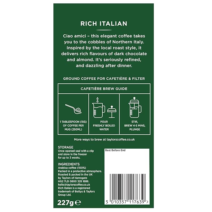 Taylors of Harrogate Rich Italian Lifestyle Ground Coffee (1 X 227G)