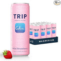 TRIP Lightly Sparkling Adaptogen Drink Non Alcoholic Drink with Magnesium Ashwagandha Lions Mane &amp L Theanine No Added Sugar Mocktail Vegan Wild Strawberry 12 Oz 12Pk