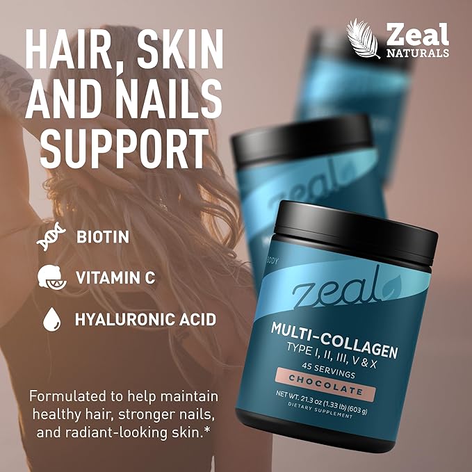 Premium Multi Collagen Peptides Powder (1 2 3 5 &amp 10) with Protein. Vitamin C Biotin Hyaluronic Acid for Hair Skin and Nails - Marine Bovine Chicken &amp Eggshell (Chocolate 45 Servings)