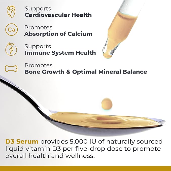 Premier Research Labs Vitamin D3 Serum - Liquid Vitamin D Oil Drops for Adults Liquid Vitamin D3 5000 IU Sublingual Vit D3 Liquid - 0.43 fl oz