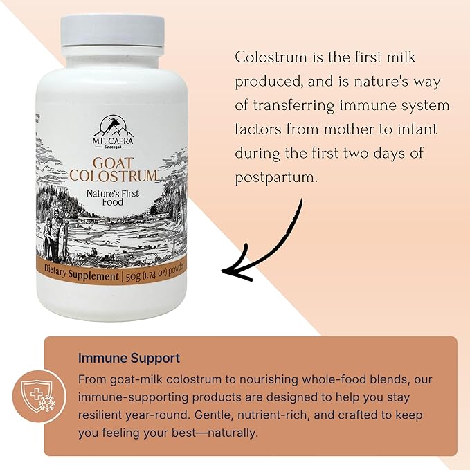 Mt. Capra Goat Colostrum | for Healthy Immune System Gut and Athletic Performance | Grass-Fed High in Immunoglobulins | 17 Servings - 50 Grams