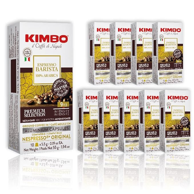 Kimbo – Compatible with Original Machines – Espresso Capsules – 100% Arabica – Aluminium – Medium Dark Roast – 100 Count