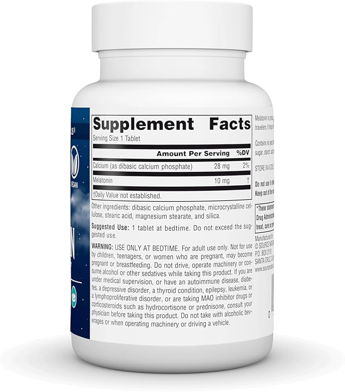 Source Naturals Sleep Science Melatonin Non-GMO Validated - Helps Promote Sleep* - 10 mg - 240 Vegan Tablets