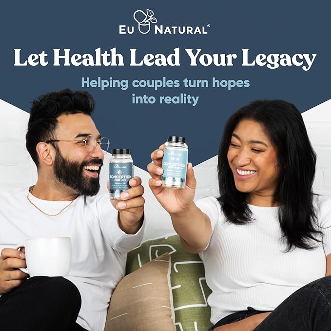 Eu Natural Conception for Him - Male Fertility Supplements with Ashwagandha Folate &amp Zinc - Sperm Count Motility &amp Strength Support - Fertility Support for Men 120 Vegetarian Capsules
