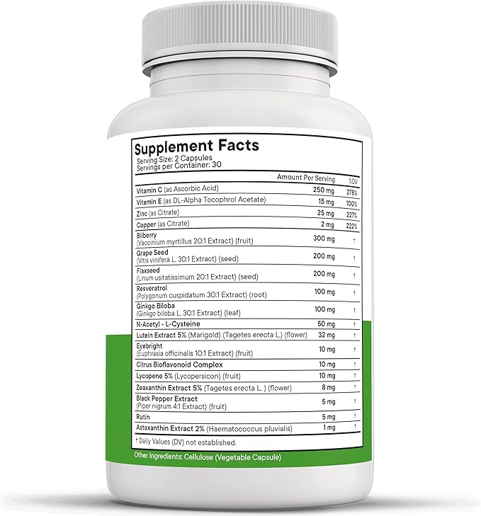 NEW AGE AREDS 2 Eye Vitamins - Lutein Zeaxanthin Bilberry Astaxanthin Mineral Vision Supplement - 180 Count