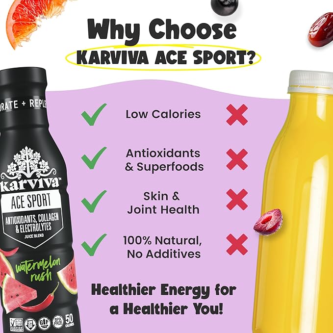 ACE Recovery Antioxidants Juice Energy Booster Drinks for Sports Real Fruit Natural Collagen Electrolytes BPA Free Antioxidant Drink 6 bottles 12 fl oz (Bold Berry Lemonade)