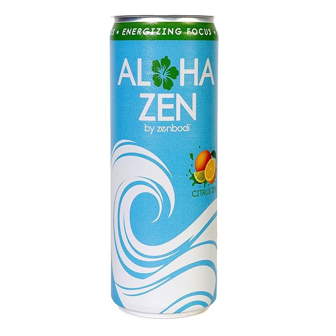 Zenbodi Aloha Zen Citrus Zen - AWAKEN Functional Beverage - 12 Pack Energy Drink Zero Sugar Energy Drinks with L-Alpha GPC Caffeine and L-Theanine