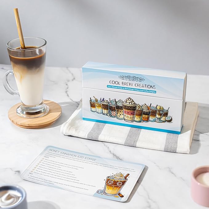 Cool Brew Creations: Iced Coffee Recipe Cards - Barista-Quality Easy Iced Coffee Recipes - Customizable Includes Dairy &amp Non-Dairy Options - Perfect for Coffee Lovers