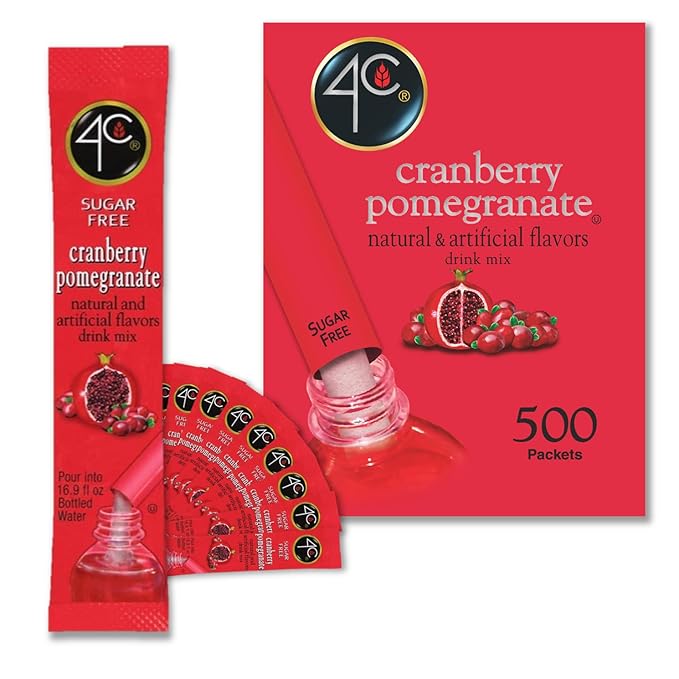 4C Powder Drink Stix Cranberry Pomegranate 500 Count Bulk Buy Singles Stix On the Go Refreshing Water Flavorings Value Pack