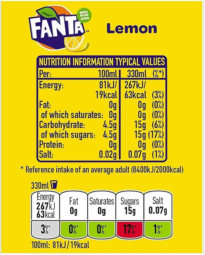 Fanta Lemon Lemon Drink 12 Can Pack (330ml Each)