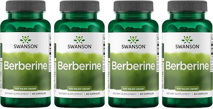 Swanson Berberine HCl Cardiovascular and Metabolic Health Supplement for Health-Conscious Adults - Non-GMO Vegan Gluten-Free (60 Vegan Capsules 400 mg Each 4 Pack)
