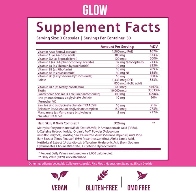GOBIOTIX Collagen &amp Glow Multivitamin Bundle: Hair Skin Nails Support - 30 Servings Collagen + 90 Capsules Multivitamin