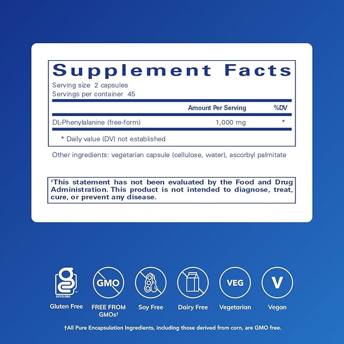 Pure Encapsulations DL-Phenylalanine | Amino Acid Supplement for Memory and Focus Joints Muscles and Cognitive Support* | 90 Capsules