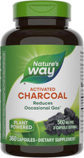 Nature's Way Activated Charcoal Binds Unwanted Materials and Gas in the Digestive Tract* 560 mg per 2-Capsule Serving 360 Capsules (Packaging May Vary)