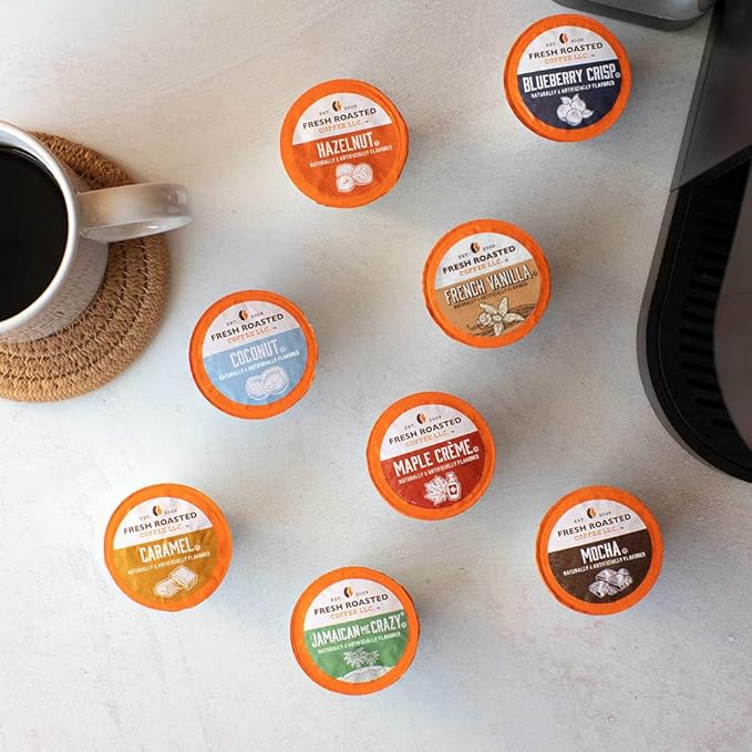 Fresh Roasted Coffee The Great Eight Flavored Coffee Pod Variety Pack K-Cup Compatible 96 Count