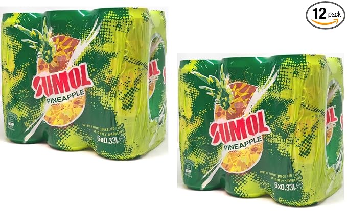 SUMOL Pineaple Can Soda 12 Pack / Pineapple Soft Drink Can 12 Pack.