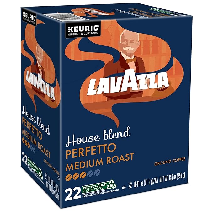 Lavazza House Blend Perfetto Single-Serve Keurig K-Cup Pods Medium Roast Coffee 88-Count Box (4 Packs of 22)