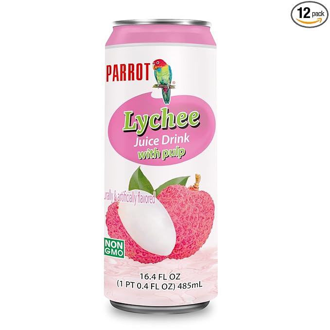 Parrot Brand Lychee Juice Drink with Pulp 16.4 fl. oz.（Pack of 12）