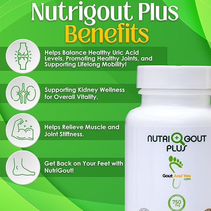 Gout and You NutriGout Plus - Uric Acid Support Premium Formula - 60 Vegetarian Capsules - 750 mg per Capsule
