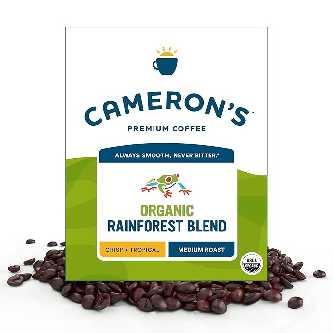 Cameron's Coffee Roasted Whole Bean Coffee Organic Rainforest Blend 4 Pound