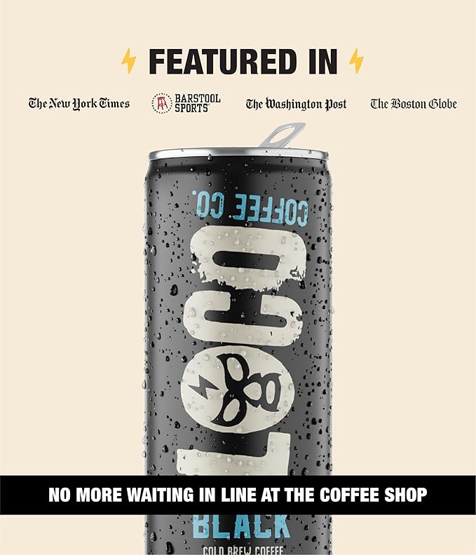 Loco Coffee Black Cold Brew 11 Ounce Can 12 Count | Zero Sugar 190mg Caffeine | Gluten Free and Dairy Free | Low Calorie Iced Coffee