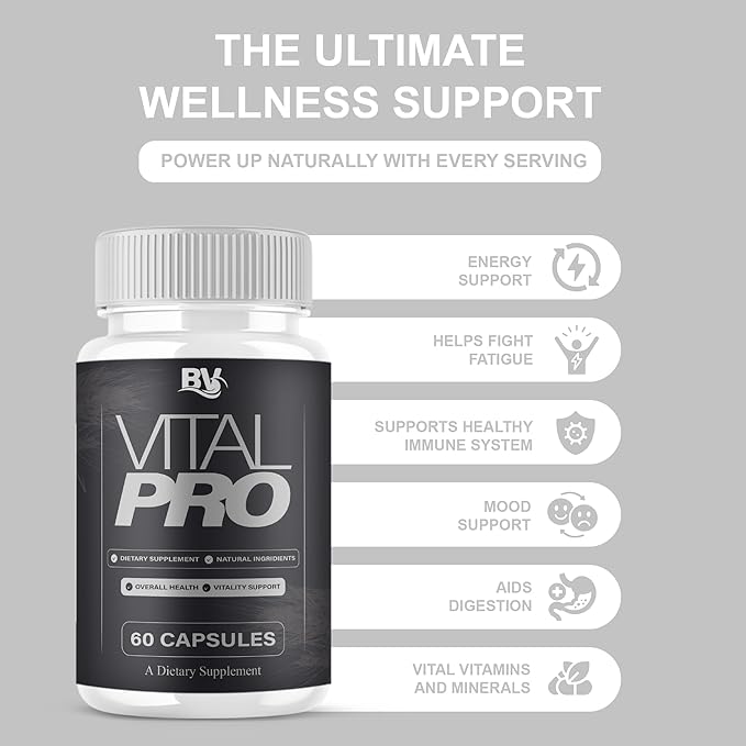 BLUE VIBE Vital Pro Capsules Premium Wellness &amp Advanced Health Management Supplement Pills Maximum Strength Daily Health &amp Overall Wellness Support 2 Pack - 120 Capsules
