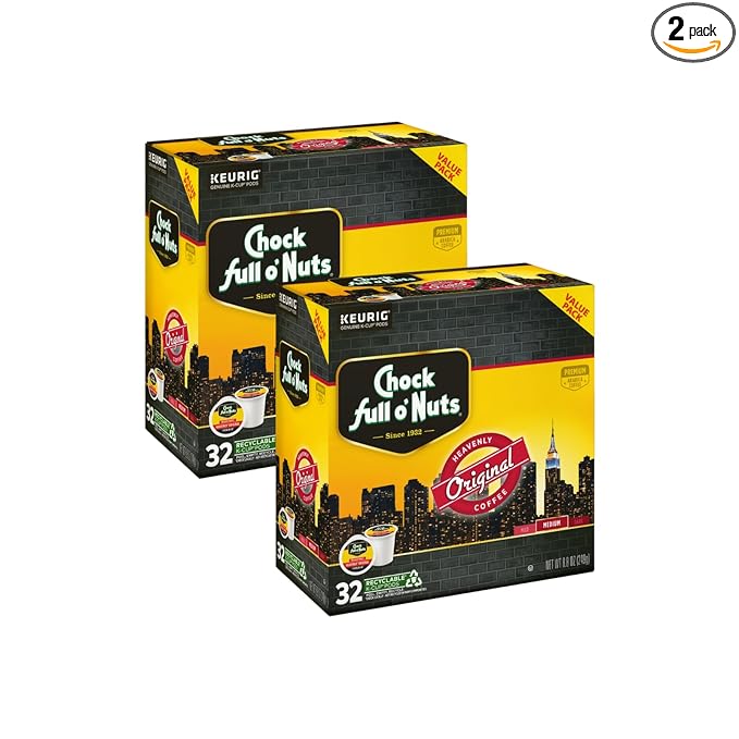 Chock Full o'Nuts Original Coffee Compatible with Keurig K-Cup Pods 32 CT (Pack of 2)