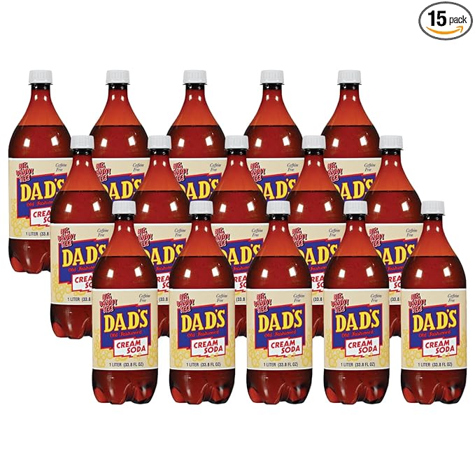 Dad's Old Fashioned Soda – 15 Bottles (1 Liter Each) – Premium Retro Soft Drink – Classic Root Beer Flavor – Vintage-Style Craft Soda for Nostalgic Refreshment &amp Gifting (15 Pack Cream Soda)