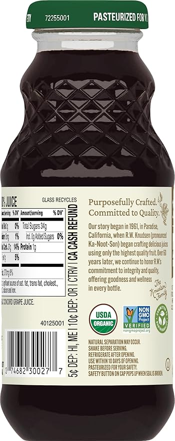 R.W. Knudsen Organic Just Concord Grape Juice 8 fl oz (12 Pack)