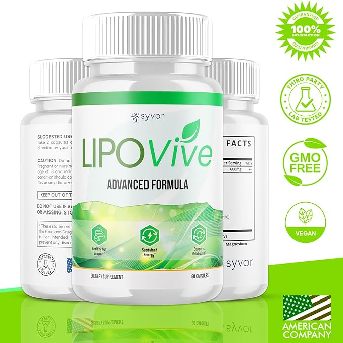 (3 Pack) Lipovive Capsules Official Lipovive Pills with All Natural Ingredients Advanced Formula Lipovivé Health &amp Active Lifestyle Support Pills Max Strength Vitamin for Women &amp Men (180 Ca