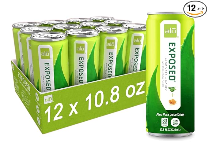 ALO Drink |ALO Exposed Aloe Vera Juice Drink | Original Flavor with Honey | 12 Pack | 10.8 FL OZ (320mL) Cans