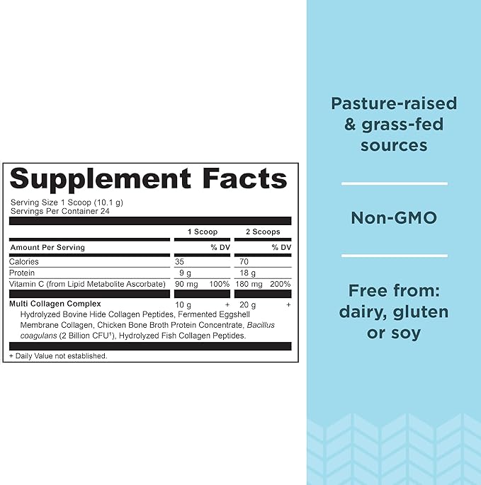 Ancient Nutrition Multi Collagen Protein Powder Unflavored 24 Servings + Multi Collagen Protein Powder Vanilla 24 Servings